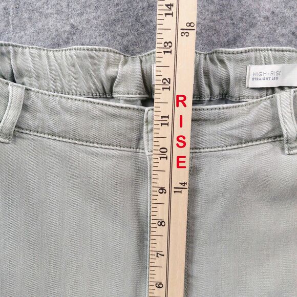 J. Jill Women’s High Rise Green Denim Crop Jeans 18 Cuffed Stretch Straight Leg - Picture 8 of 12